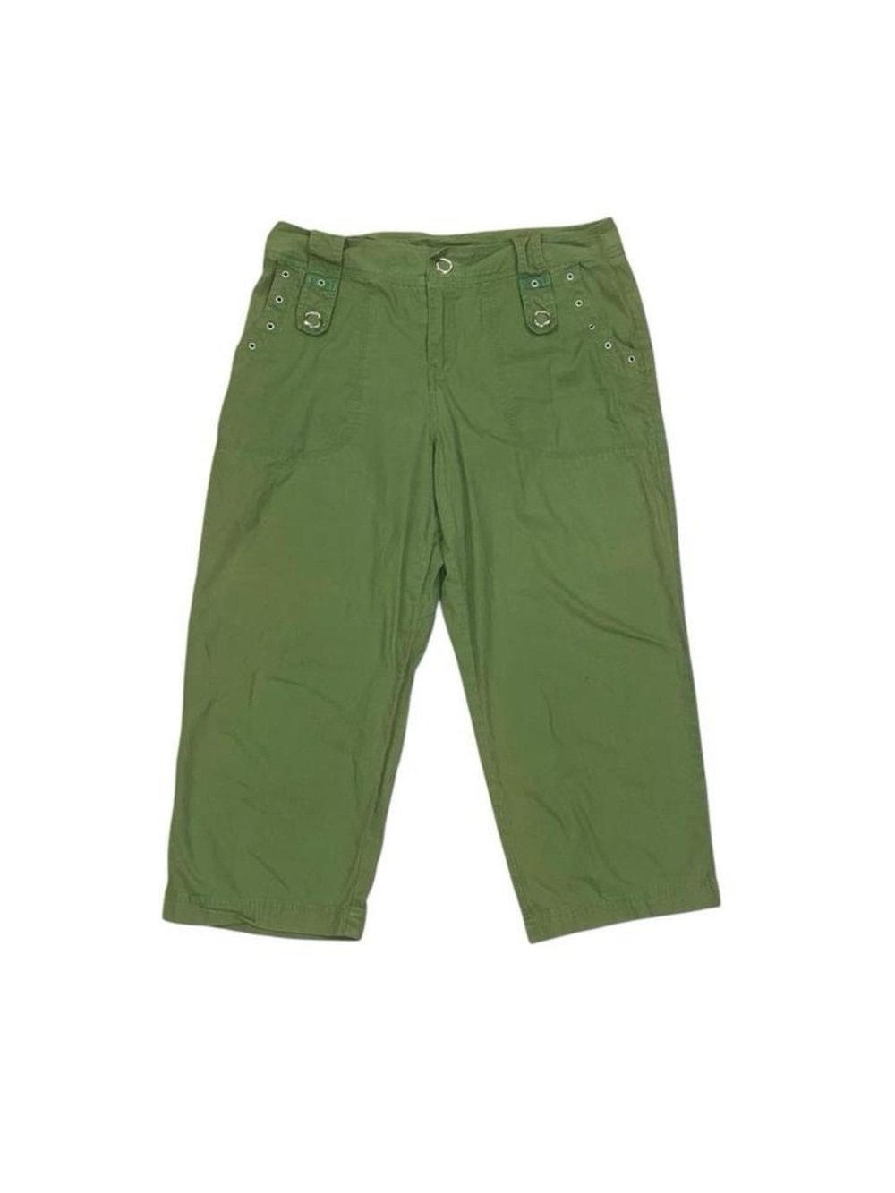 Vintage green capri pants with grommet details
